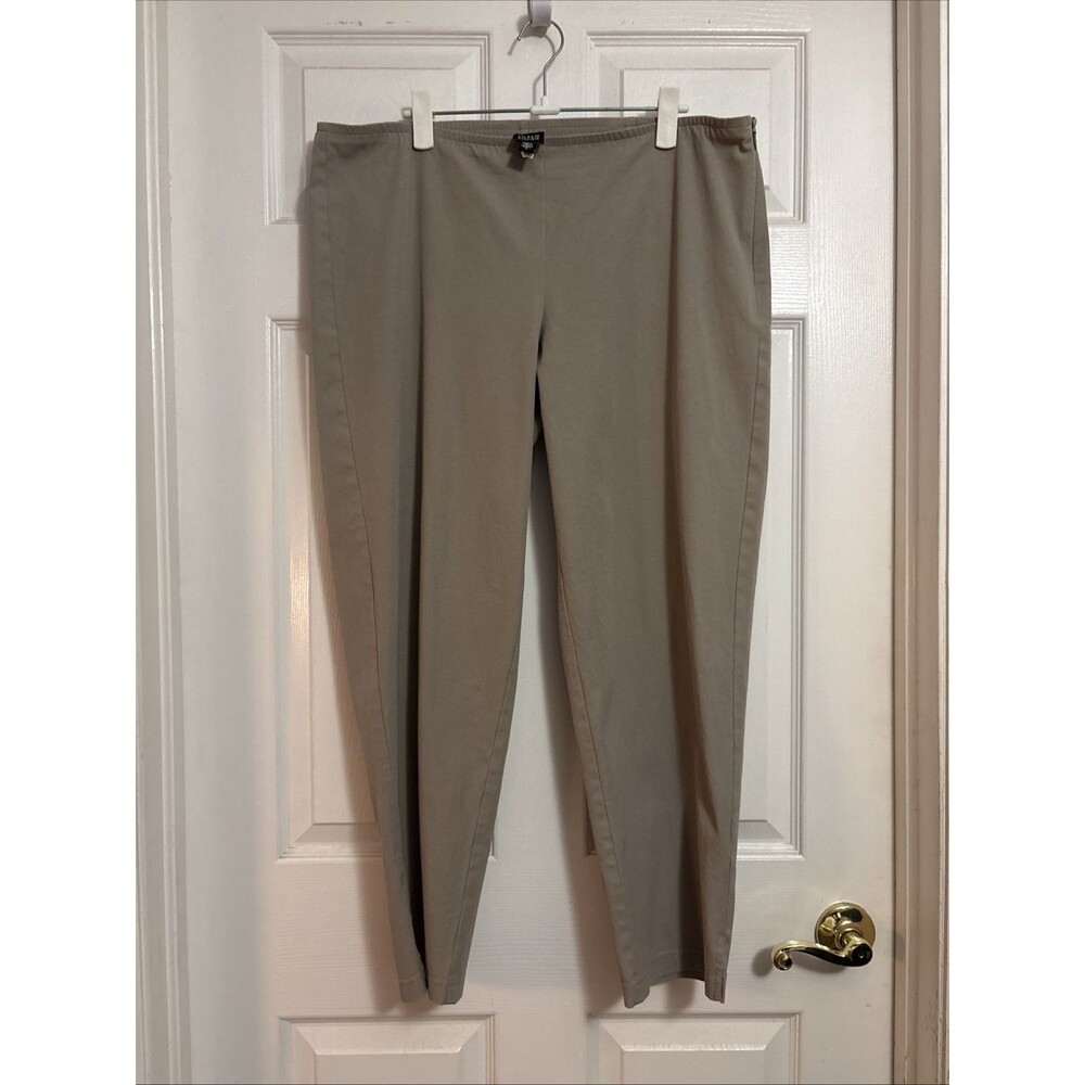 Women’s Eileen Fisher Pants Lyocell Twill Tapered Ankle Side Zip  Beige,  Size L